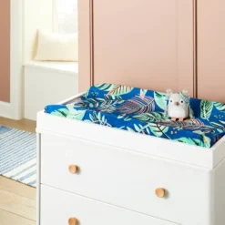 Chicco Outlet Store 25 Plush Changing Pad Cover Botanical Print - Cream/Blue/Green - Cloud Island™