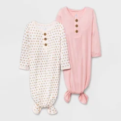Baby Girls' 2pk Modal Tie NightGown - Cloud Island™ Pink -Chicco Outlet Store GUEST 261e7217 0f0a 40b9 bec6 74f8b1f7e4c6