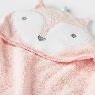 Baby Fox Hooded Bath Towel - Cloud Island™ Pink 2 Baby Fox Hooded Bath Towel - Cloud Island™ Pink - Image 2
