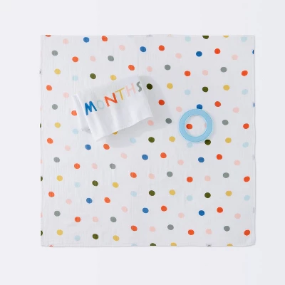 Milestone Swaddle Baby Blanket With Felt Frame - Multi Dot - Cloud Island™ 2 Milestone Swaddle Baby Blanket With Felt Frame - Multi Dot - Cloud Island™ - Image 2