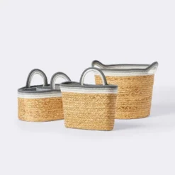 Braided Water Hyacinth Decorative Container With Coiled Rope Handles - Gray - Cloud Island™ -Chicco Outlet Store GUEST 616f047b 3e61 44b3 af97 abaeb33a76a8