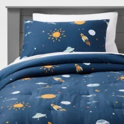 Space Cotton Kids' Comforter Set Navy - Pillowfort™ -Chicco Outlet Store GUEST 8336978e ac9a 4e56 ba2a 8d32ddca34a7