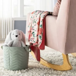 Quilted Fabric Medium Round Storage Basket - Green - Cloud Island™