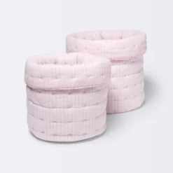 Quilted Gauze Medium Round Storage Bin - Cloud Island™ Pink Stripe -Chicco Outlet Store GUEST ac06777e 2a05 4350 b393 154caf98aaa3