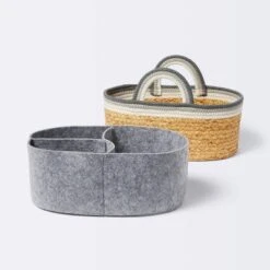 Braided Water Hyacinth Decorative Container With Coiled Rope Handles - Gray - Cloud Island™ -Chicco Outlet Store GUEST fc794c5a a9d8 451f 886e 850875b4c360